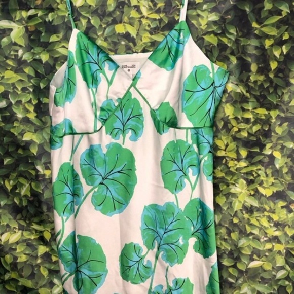 Diane Von Furstenburg Green Leaf Print Slip Dress - Picture 14 of 15